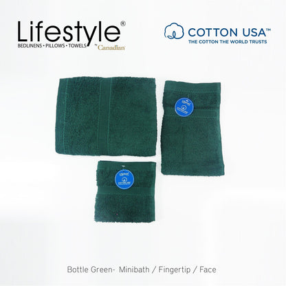 USA COTTON TOWEL Mini Bath Set 22X44inch (1pc Mini bath, 1pc fingertip,1pc face Towel)  #1111 Lifestyle by Canadian