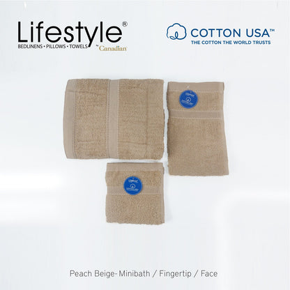 USA COTTON TOWEL Mini Bath Set 22X44inch (1pc Mini bath, 1pc fingertip,1pc face Towel)  #1111 Lifestyle by Canadian