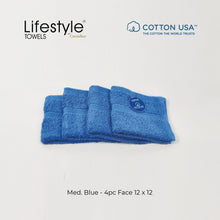 Load image into Gallery viewer, USA COTTON TOWEL  4pc. Face Towel 12&#39;x12&#39; Lifestyle by Canadian 1111
