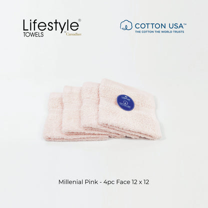 USA COTTON TOWEL  4pc. Face Towel 12'x12' Lifestyle by Canadian 1111 Lifestyle by Canadian
