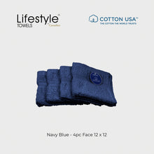 Load image into Gallery viewer, USA COTTON TOWEL  4pc. Face Towel 12&#39;x12&#39; Lifestyle by Canadian 1111
