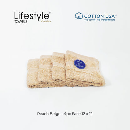 USA COTTON TOWEL  4pc. Face Towel 12'x12' Lifestyle by Canadian 1111 Lifestyle by Canadian