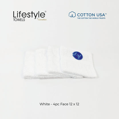 USA COTTON TOWEL  4pc. Face Towel 12'x12' Lifestyle by Canadian 1111 Lifestyle by Canadian